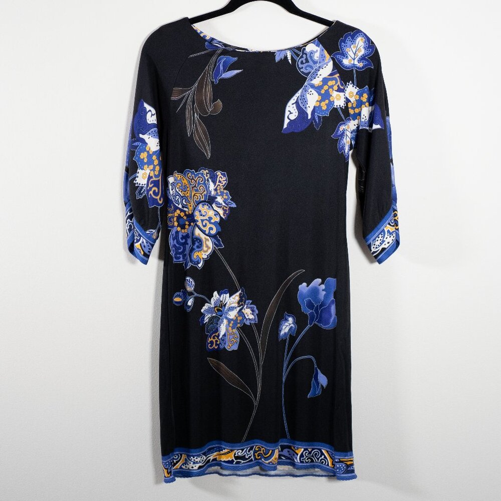 Elie Tahari Silk Black Floral Dress XS